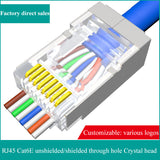 Production and wholesale of RJ45 Cat6E of through-hole crystal connector, Cat6 shielded/unshielded RJ45 network crystal head