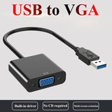 USB to VGA Adapter Male to Female Converter Compatible for Desktop PC Laptop Monitor, Projector, HDTV