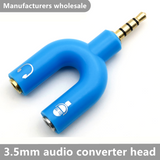 U Type Audio connector Audio connector Jack Microphone Input Earphone Output Adapter 3.5mm Headphones Audio Splitter