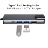 5-in-1 best-selling USB-C docking station with 4K HD HDTV VGA DVI cable hub USB adapter