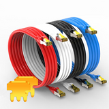 Cat6 Ethernet shield Cable - Network Internet Cord - Solid, 550Mhz, FTP, CMR, Riser Rated, Pure Bare Copper Wire