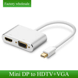 Mini DisplayPort to HDTV VGA Adapter, 2 in 1 Mini DP (Thunderbolt 2) Converter Compatible with, Mac Mini, Surface