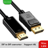 DP to DP adapter Male to Male converter and Gold-Plated Cord, Supports 4K@60Hz, 2K@144Hz Compatible for Dell, HP, ASUS and More