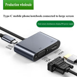 Type- C to HDTV VGA Adapter, Splitter Converter, Compatible with laptop, desktop and home theater