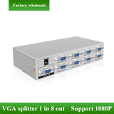 High Resolution 350 MHz Transmission Distance 65m 1 In 8 Out eight Port VGA Splitter For Education Training