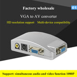 Hot selling 1080P Mini VGA to RCA AV BNC Converter connecter VGA to av adapter with 3.5mm Audio for HDTV PC