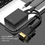 VGA to HDTV Adapter Cable with Audio 1080P Convert VGA Source PC in HDTV Connector of Monitor TV