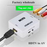 HDTV TO AV Scaler Adapter HD Video Converter Box HDTV to RCA AV/CVSB L/R Video 1080P HDTV 2AV Support NTSC PAL